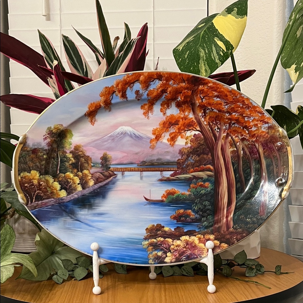 Lily China Vintage Hand Painted Art Platter Made in Japan 1940’s
